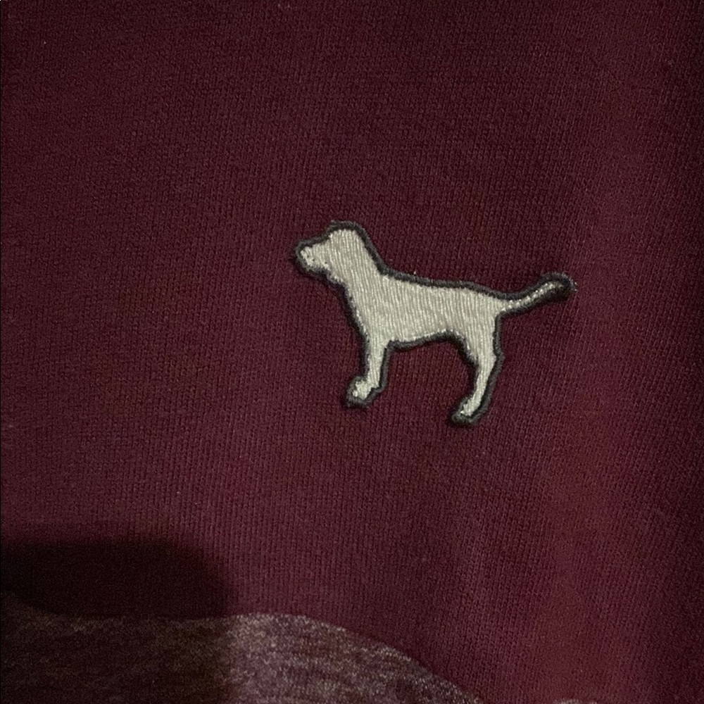 PINK Victoria's Secret Women's Burgundy Quarter Zip Sweater - Picture 3 of 6
